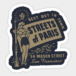Streets of Paris Vintage San Francisco Sticker